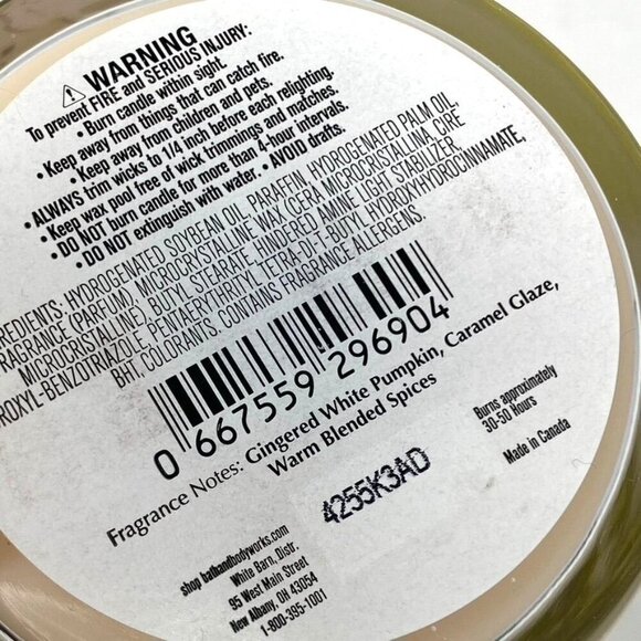 Bath & Body Works White Barn White Pumpkin Single Wick Soy Blend Candle 8 Oz - Picture 5 of 5
